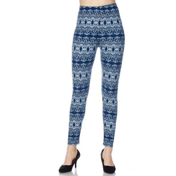 Trïbe Blue Abstract Full Length Leggings Size 2-10 NWT - Picture 2 of 3